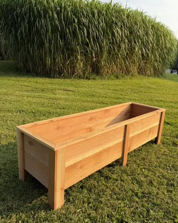 Handmade cedar trough planter